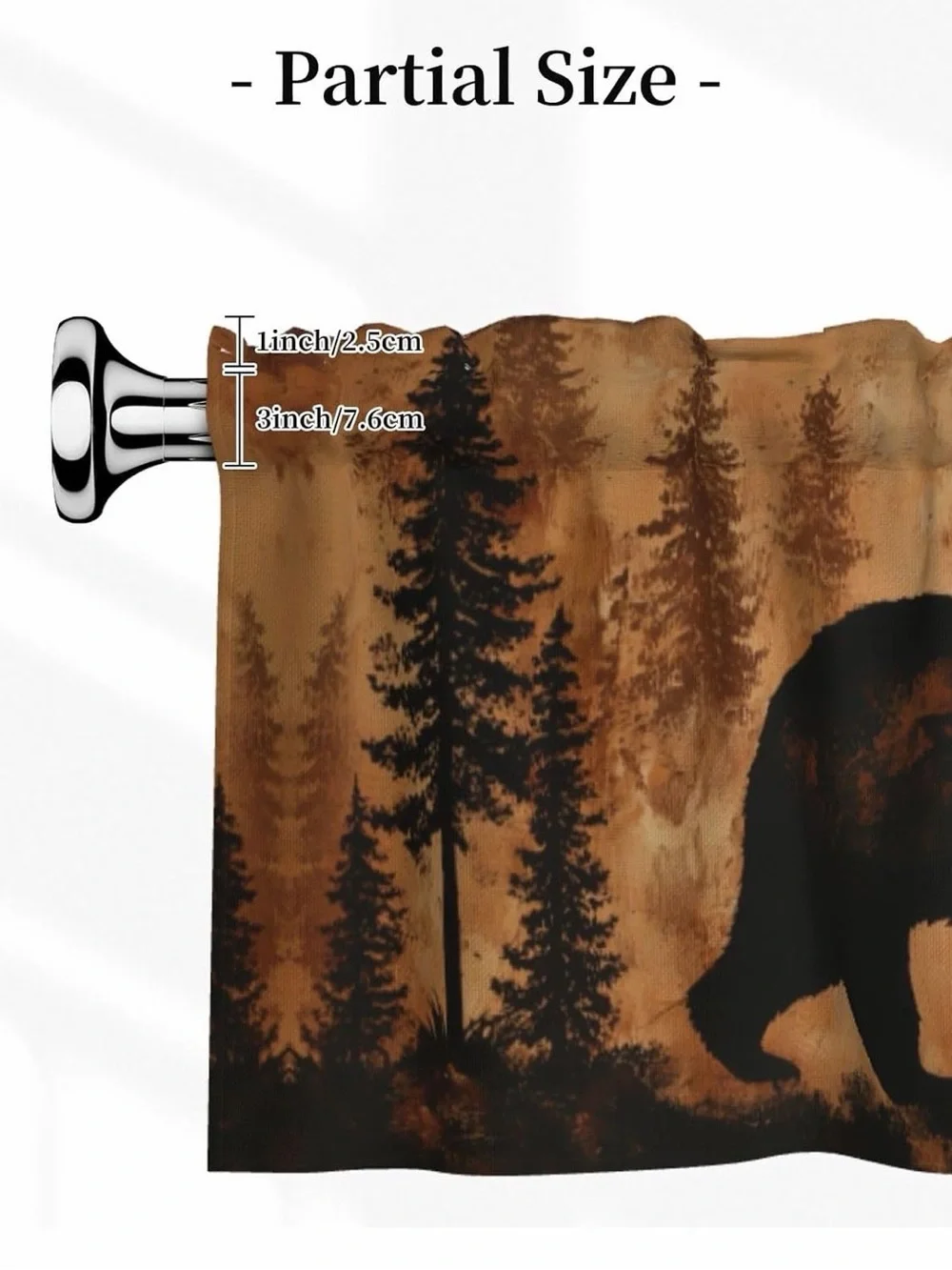 Forest Bear Cabin Short Rod Pocket Valance (1 Panel) 54”W x 18” L